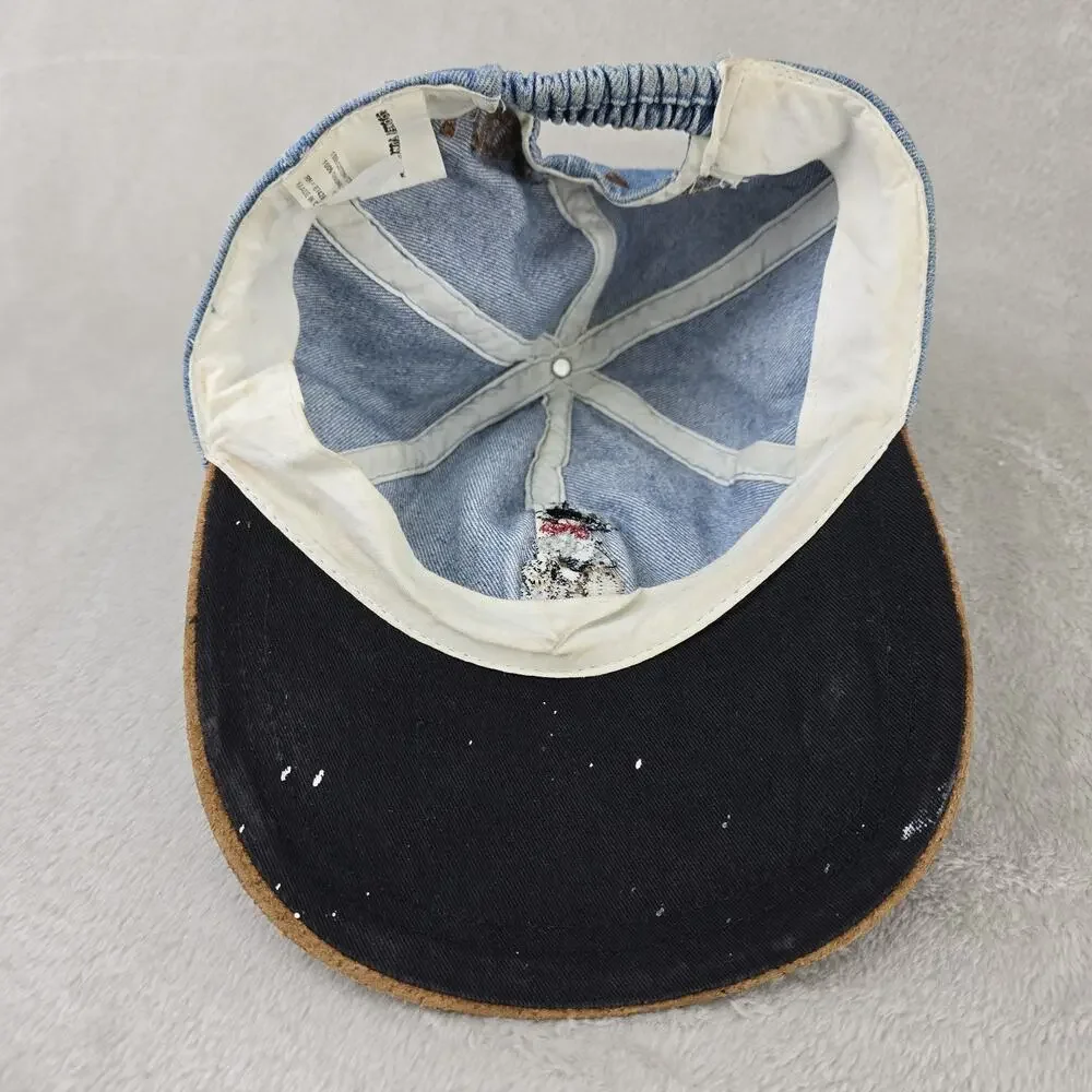 Vintage Looney Tunes Bugs Bunny Cowboy Hat Denim Suede Kids Cap 90s *FLAWS *
